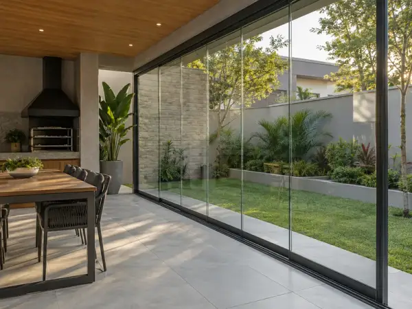 Sacada de vidro para casa — inspiração 2 com perfis escuros