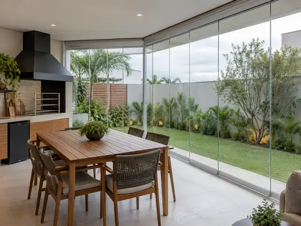 Sacada de vidro para casa — inspiração 3 com perfis naturais
