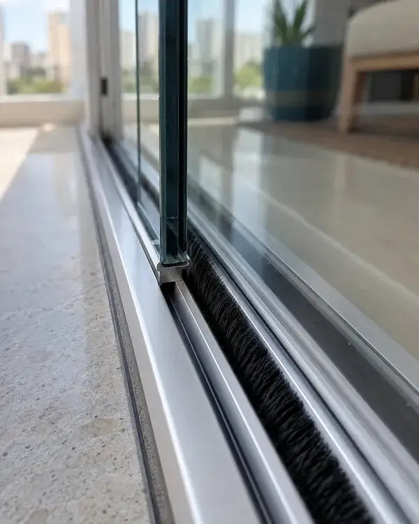Escova de vedação entre folhas de sacada de vidro no DF